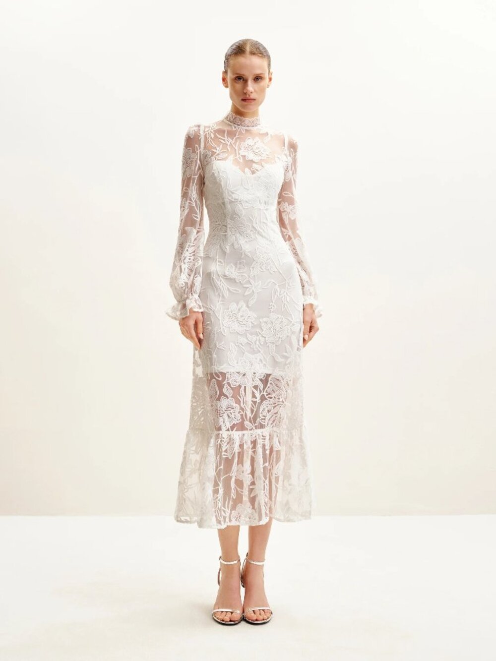 JW PEI Elegant White Lace Midi Dress | NWT | Size 2 | White